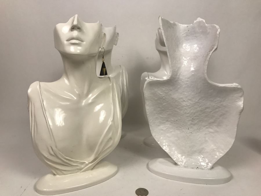Set Of (4) White Artistic Jewelry Display Heads From Italy Resin [Photo 5]