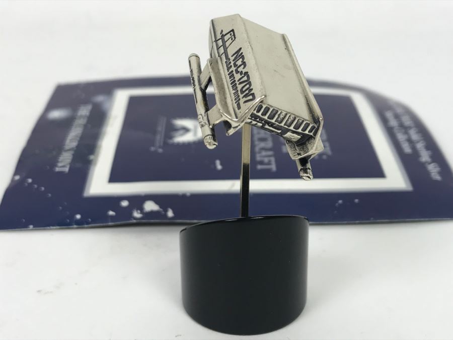 Sterling Silver STAR TREK Starship Collection Galileo II Shuttlecraft With Stand The Franklin Mint 23g Of Sterling Silver [Photo 6]