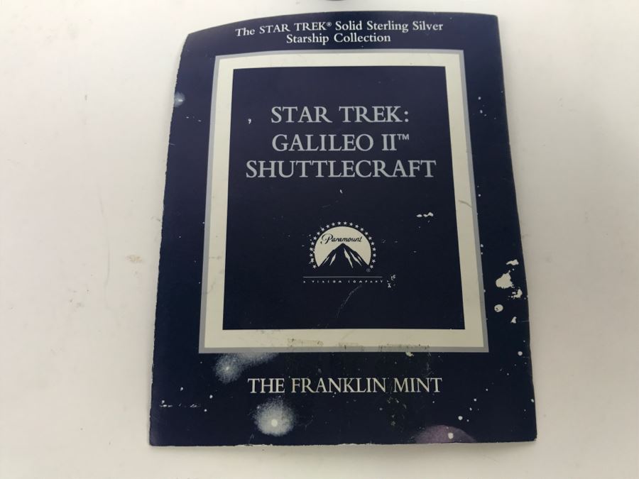 Sterling Silver STAR TREK Starship Collection Galileo II Shuttlecraft With Stand The Franklin Mint 23g Of Sterling Silver [Photo 8]