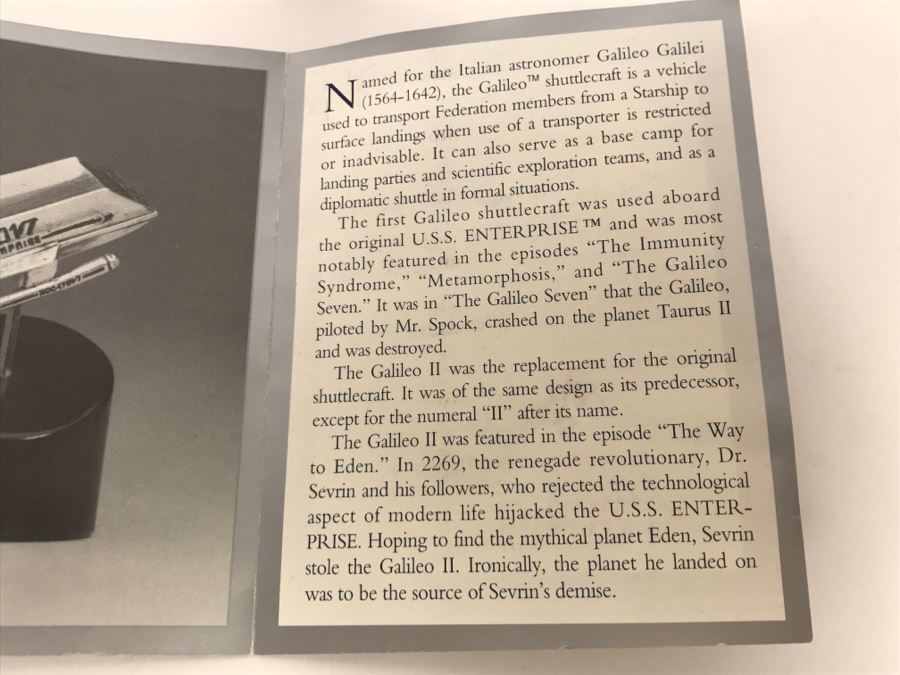 Sterling Silver STAR TREK Starship Collection Galileo II Shuttlecraft With Stand The Franklin Mint 23g Of Sterling Silver [Photo 11]