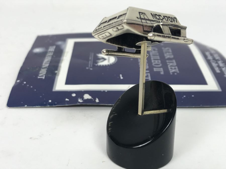 Sterling Silver STAR TREK Starship Collection Galileo II Shuttlecraft With Stand The Franklin Mint 23g Of Sterling Silver [Photo 5]