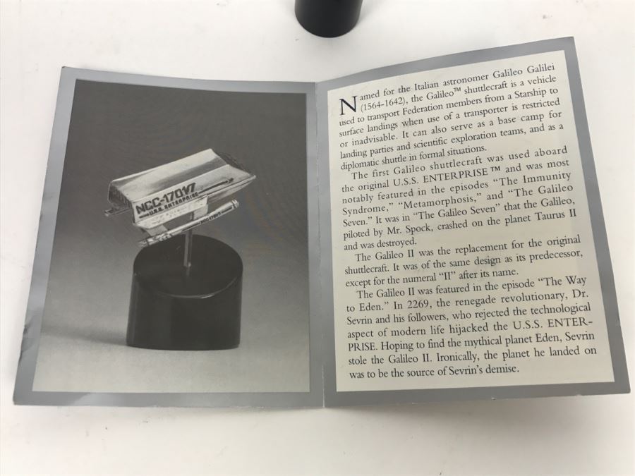 Sterling Silver STAR TREK Starship Collection Galileo II Shuttlecraft With Stand The Franklin Mint 23g Of Sterling Silver [Photo 10]