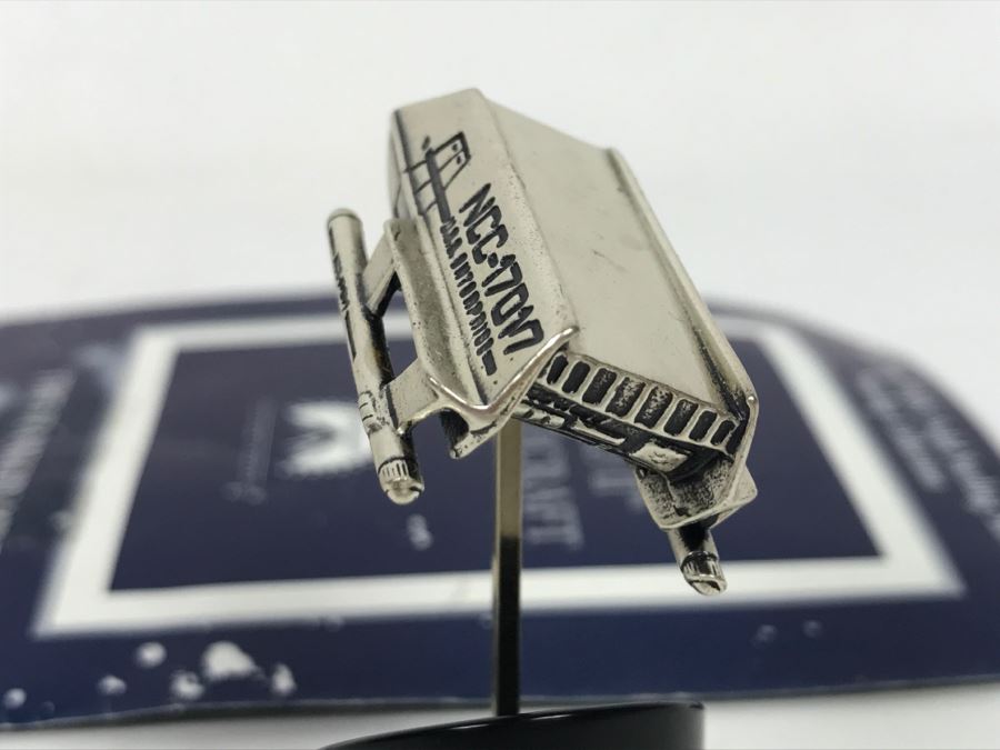Sterling Silver STAR TREK Starship Collection Galileo II Shuttlecraft With Stand The Franklin Mint 23g Of Sterling Silver [Photo 7]