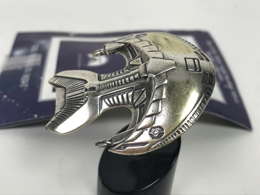 Sterling Silver STAR TREK Starship Collection The Ferengi Marauder With Stand The Franklin Mint 31g Of Sterling Silver