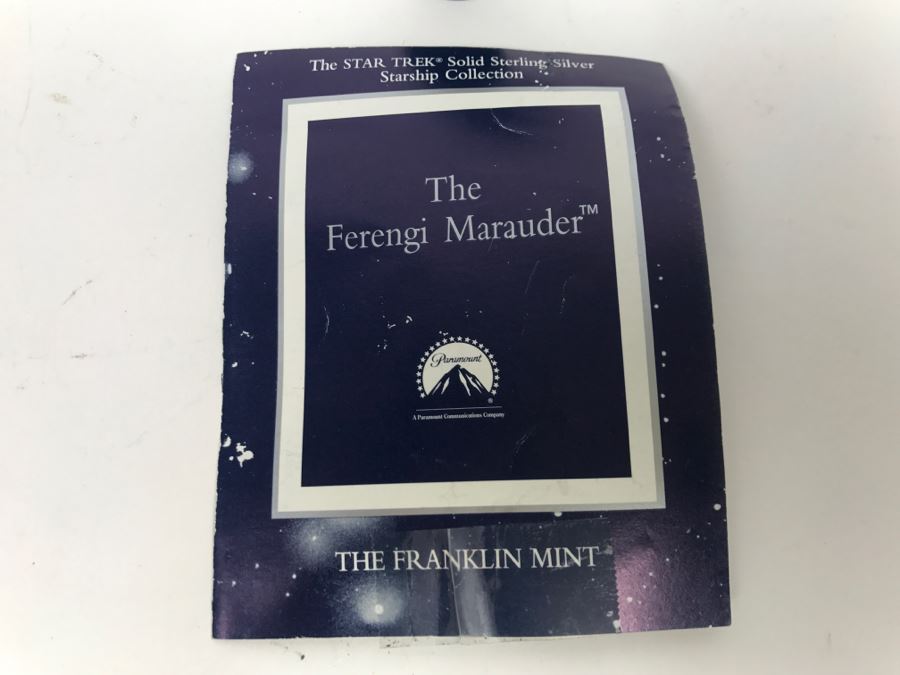 Sterling Silver STAR TREK Starship Collection The Ferengi Marauder With Stand The Franklin Mint 31g Of Sterling Silver [Photo 6]