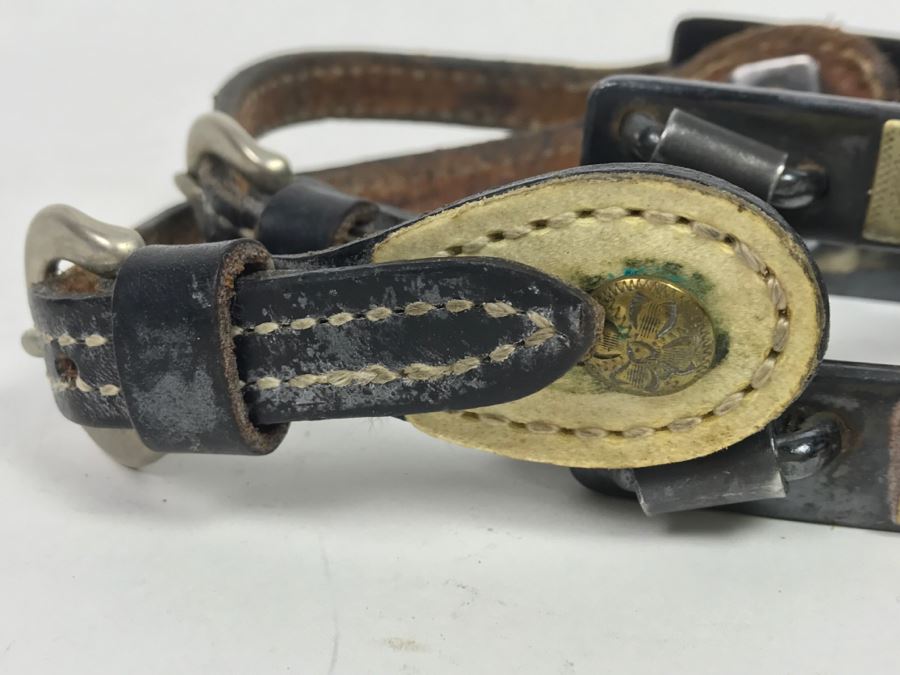 Pair Of Vintage Korean Spurs And Sterling Silver Mother Of Pearl Inlay Belt Buckle Made In Mexico 52g Sterling Silver [Photo 10]