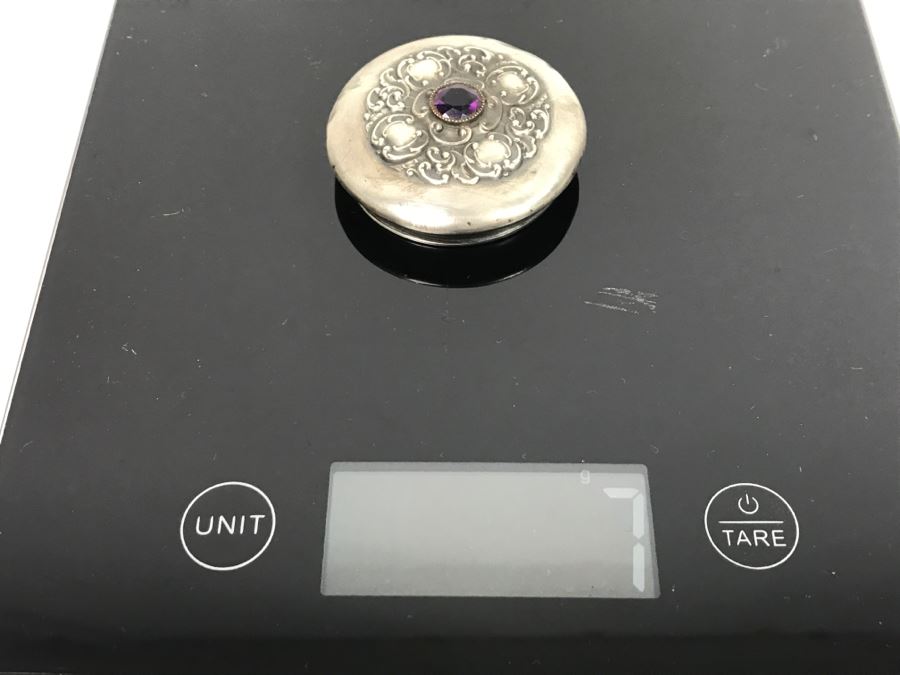 Trinket Box With Sterling Silver Lid (7g Sterling), Signed Perfume Bottle And Vintage Hair Comb - Does Not Include Stand [Photo 15]