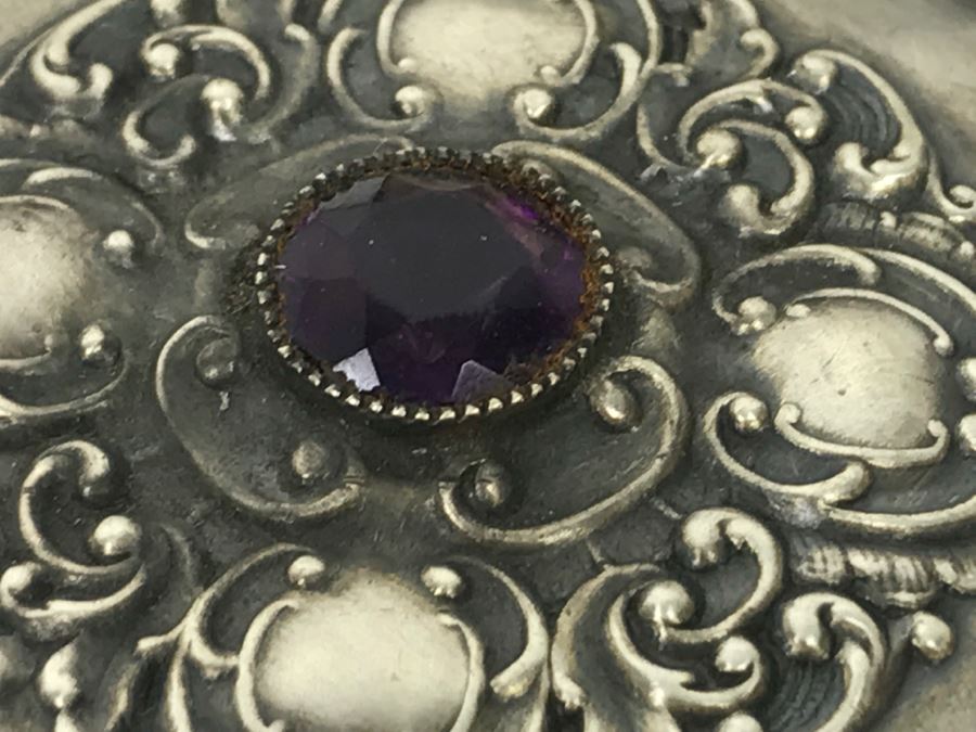 Trinket Box With Sterling Silver Lid (7g Sterling), Signed Perfume Bottle And Vintage Hair Comb - Does Not Include Stand [Photo 5]