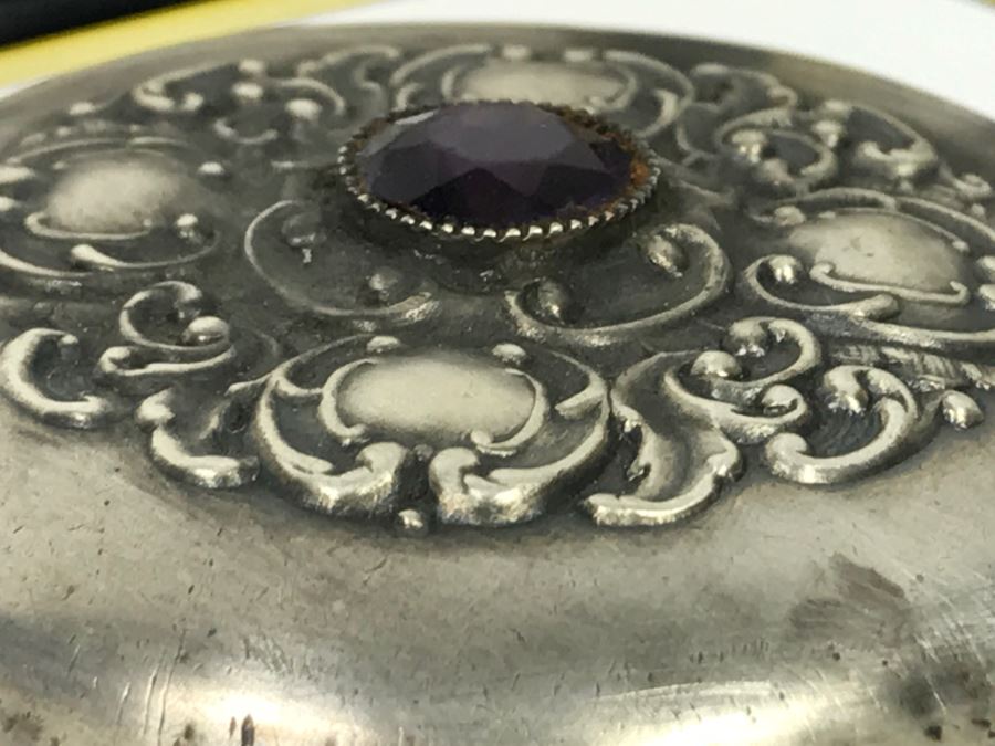 Trinket Box With Sterling Silver Lid (7g Sterling), Signed Perfume Bottle And Vintage Hair Comb - Does Not Include Stand [Photo 6]