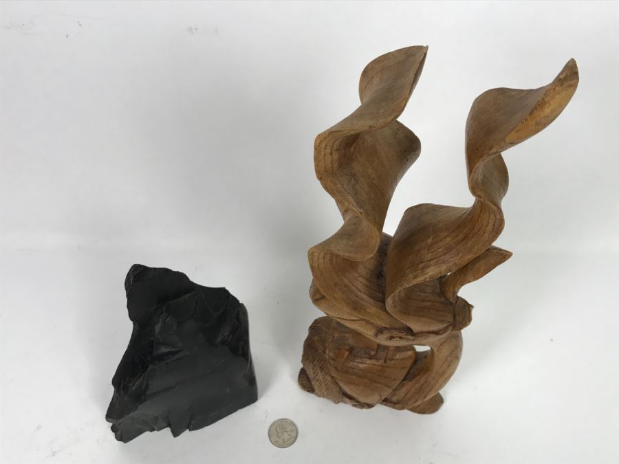 Natural Rock Sculpture And Carved Wood Man And Woman Sculpture [Photo 7]