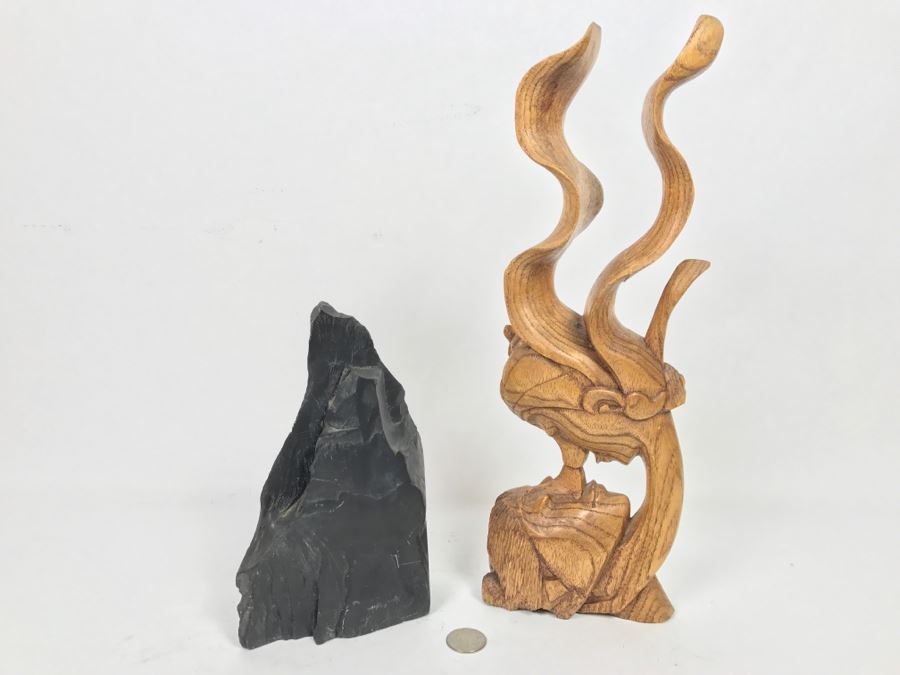 Natural Rock Sculpture And Carved Wood Man And Woman Sculpture [Photo 1]