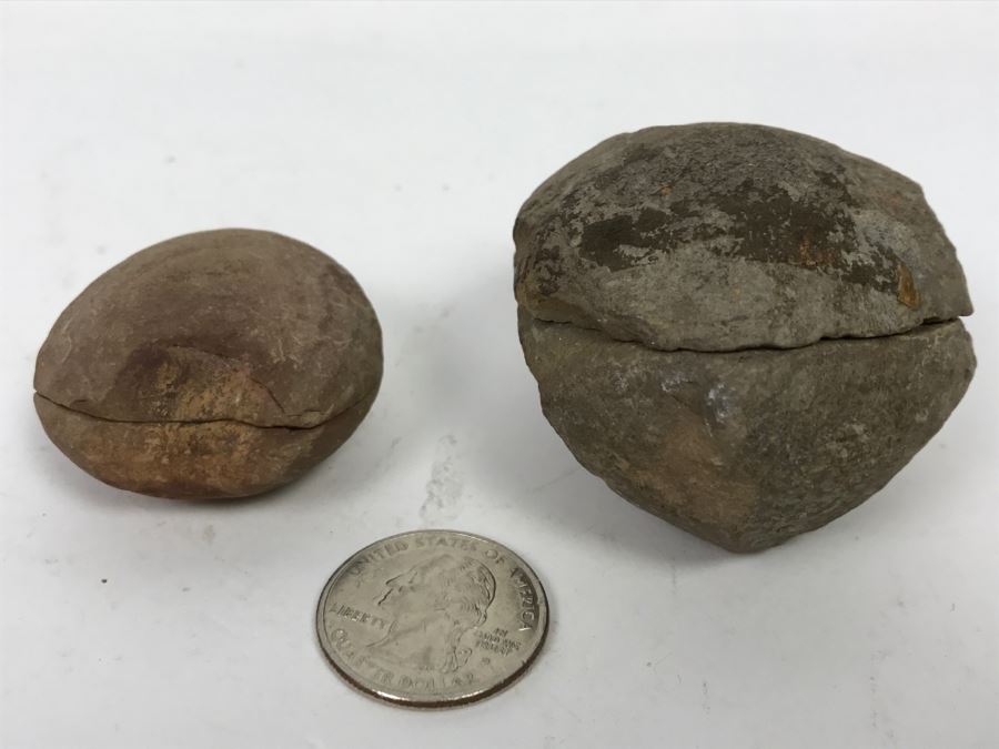 Pair Of Split Open Fossil Rocks