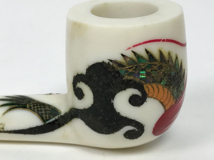 Signed Japanese Inlay Dragon Serpent Smoking Pipe [Photo 9]
