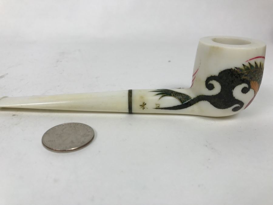 Signed Japanese Inlay Dragon Serpent Smoking Pipe [Photo 8]