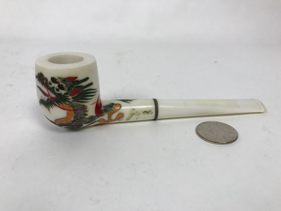 Signed Japanese Inlay Dragon Serpent Smoking Pipe [Photo 7]