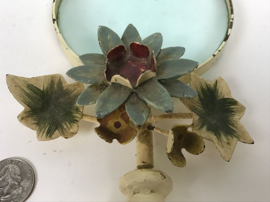 Vintage Shabby Chic Metal Magnifying Glass With Floral Motif [Photo 5]
