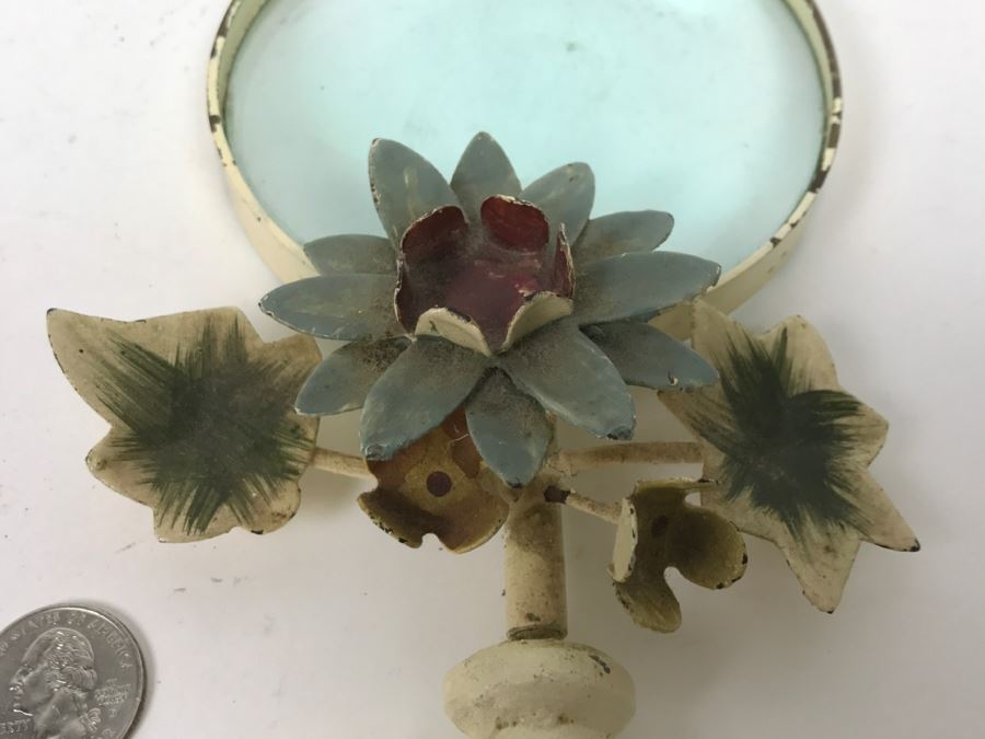 Vintage Shabby Chic Metal Magnifying Glass With Floral Motif [Photo 6]