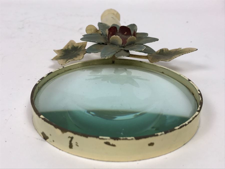 Vintage Shabby Chic Metal Magnifying Glass With Floral Motif [Photo 9]