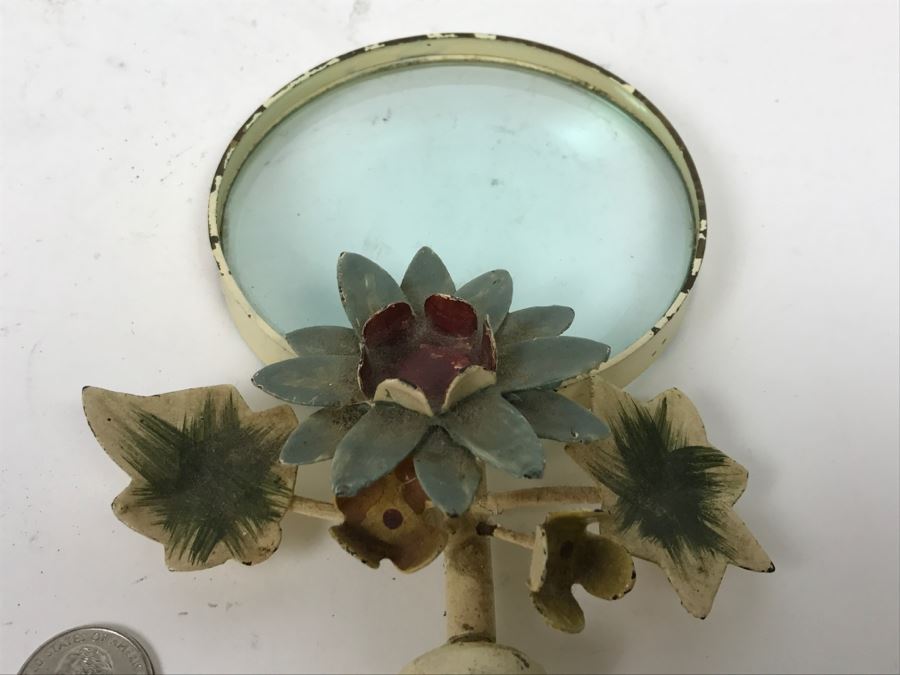 Vintage Shabby Chic Metal Magnifying Glass With Floral Motif [Photo 4]