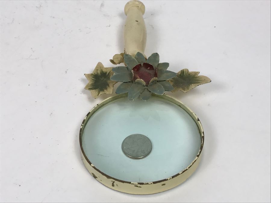 Vintage Shabby Chic Metal Magnifying Glass With Floral Motif [Photo 10]