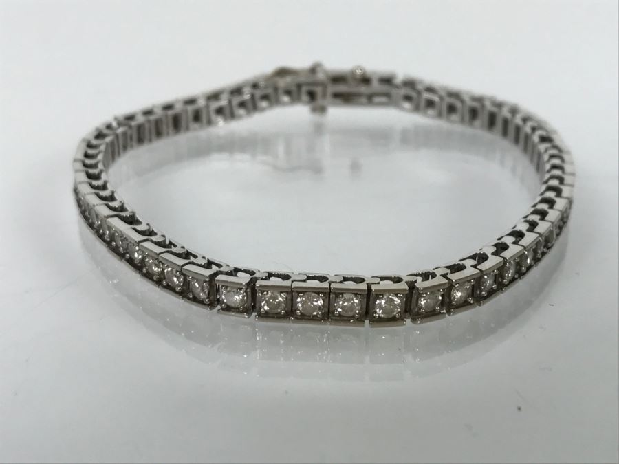 14K White Gold Tennis Bracelet 2.33CTTW Apx Si-2 To I-1 G-I Color 13.0g FMV $2,400 [Photo 8]