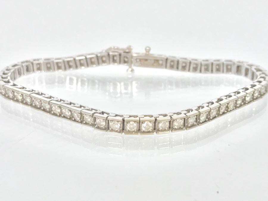 14K White Gold Tennis Bracelet 2.33CTTW Apx Si-2 To I-1 G-I Color 13.0g FMV $2,400 [Photo 5]