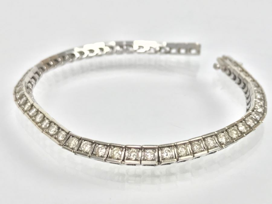 14K White Gold Tennis Bracelet 2.33CTTW Apx Si-2 To I-1 G-I Color 13.0g FMV $2,400 [Photo 3]