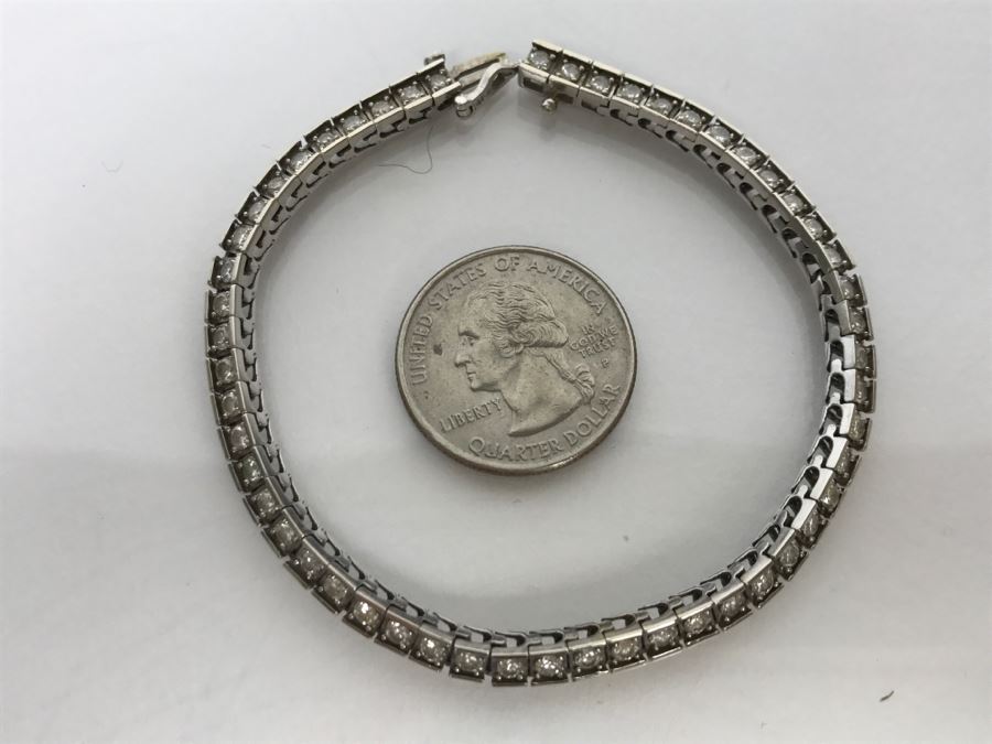 14K White Gold Tennis Bracelet 2.33CTTW Apx Si-2 To I-1 G-I Color 13.0g FMV $2,400 [Photo 16]