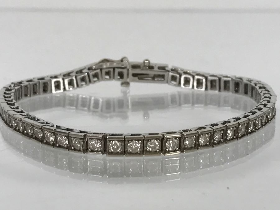 14K White Gold Tennis Bracelet 2.33CTTW Apx Si-2 To I-1 G-I Color 13.0g FMV $2,400 [Photo 9]