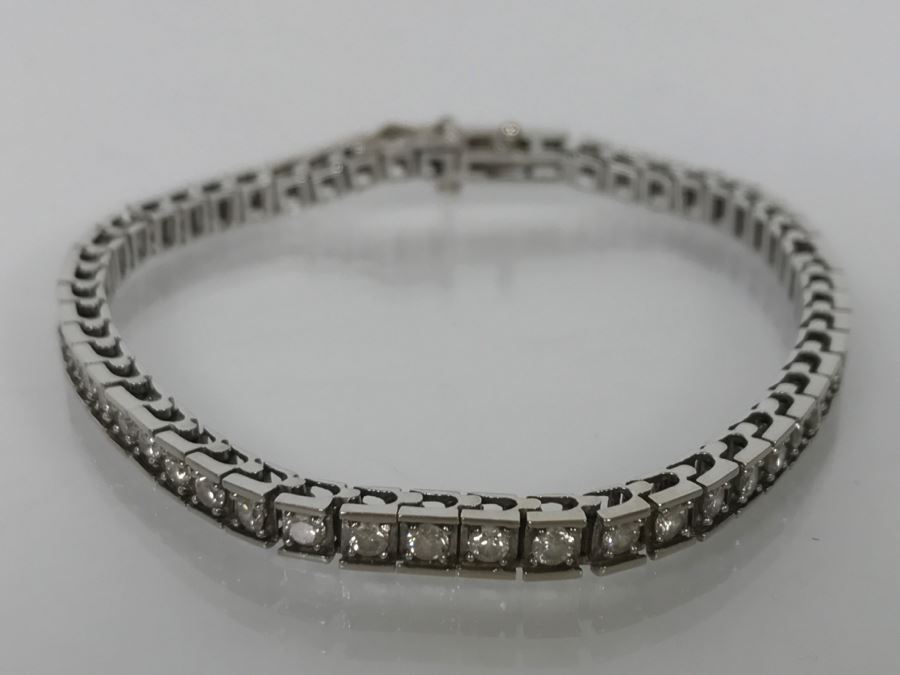 14K White Gold Tennis Bracelet 2.33CTTW Apx Si-2 To I-1 G-I Color 13.0g FMV $2,400 [Photo 7]