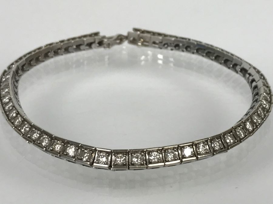 14K White Gold Tennis Bracelet 2.33CTTW Apx Si-2 To I-1 G-I Color 13.0g FMV $2,400 [Photo 11]