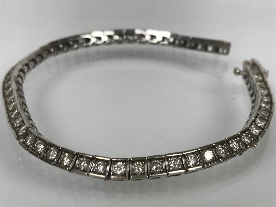 14K White Gold Tennis Bracelet 2.33CTTW Apx Si-2 To I-1 G-I Color 13.0g FMV $2,400 [Photo 25]