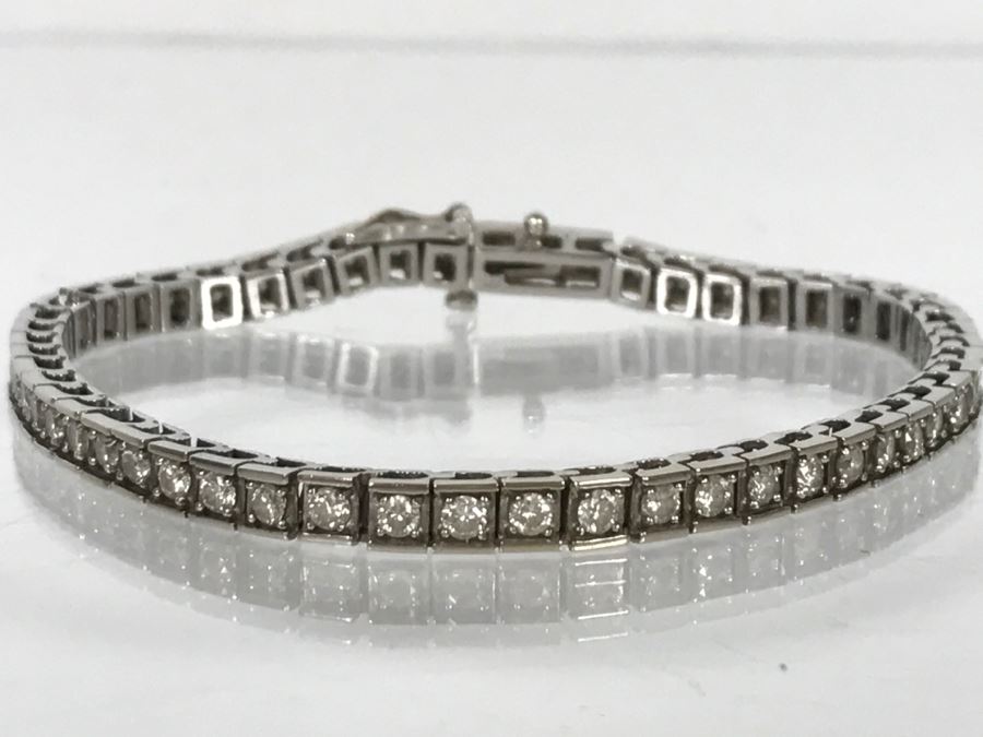 14K White Gold Tennis Bracelet 2.33CTTW Apx Si-2 To I-1 G-I Color 13.0g FMV $2,400 [Photo 10]