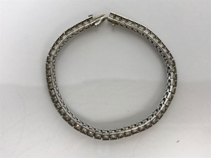 14K White Gold Tennis Bracelet 2.33CTTW Apx Si-2 To I-1 G-I Color 13.0g FMV $2,400 [Photo 15]