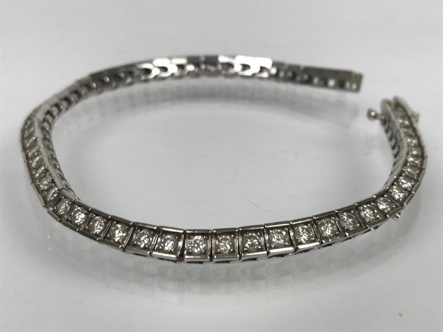 14K White Gold Tennis Bracelet 2.33CTTW Apx Si-2 To I-1 G-I Color 13.0g FMV $2,400 [Photo 26]