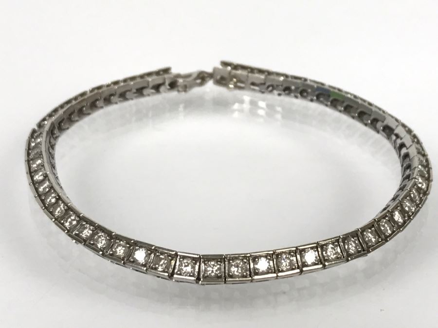 14K White Gold Tennis Bracelet 2.33CTTW Apx Si-2 To I-1 G-I Color 13.0g FMV $2,400 [Photo 2]