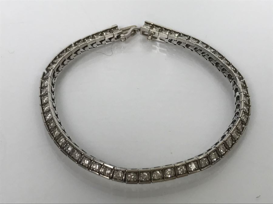 14K White Gold Tennis Bracelet 2.33CTTW Apx Si-2 To I-1 G-I Color 13.0g FMV $2,400 [Photo 17]