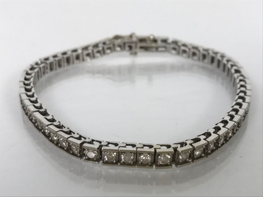14K White Gold Tennis Bracelet 2.33CTTW Apx Si-2 To I-1 G-I Color 13.0g FMV $2,400 [Photo 6]