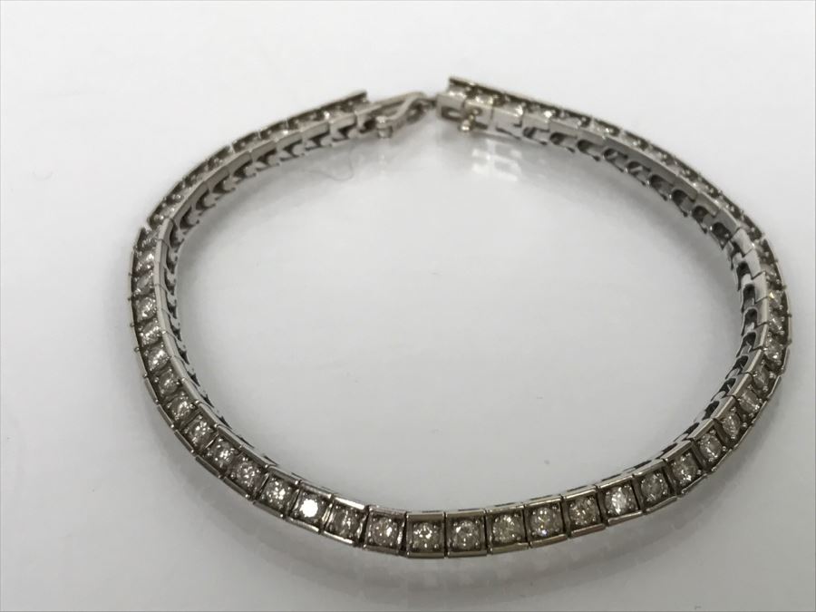 14K White Gold Tennis Bracelet 2.33CTTW Apx Si-2 To I-1 G-I Color 13.0g FMV $2,400 [Photo 18]