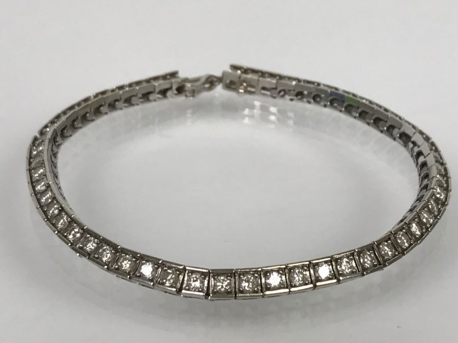 14K White Gold Tennis Bracelet 2.33CTTW Apx Si-2 To I-1 G-I Color 13.0g FMV $2,400 [Photo 13]