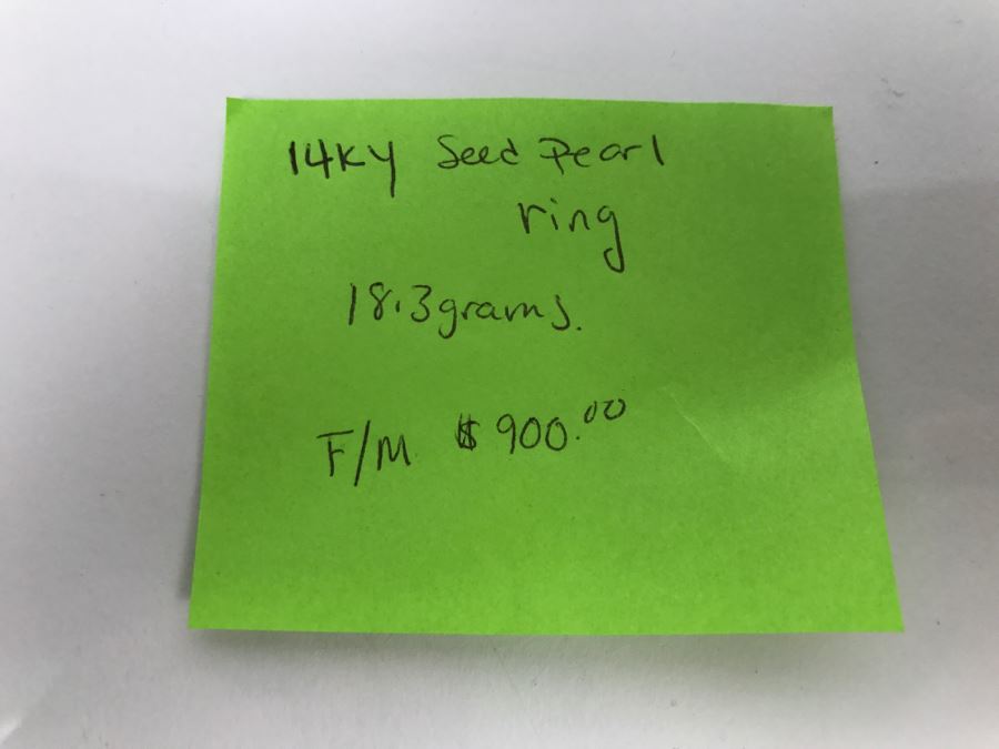 JUST ADDED - Stunning Chunky 14K Yellow Gold Seed Pearl Ring 18.3g FMV $900 [Photo 18]