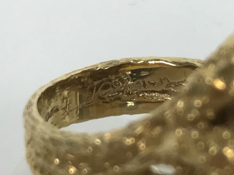 JUST ADDED - Stunning Chunky 14K Yellow Gold Seed Pearl Ring 18.3g FMV $900 [Photo 17]