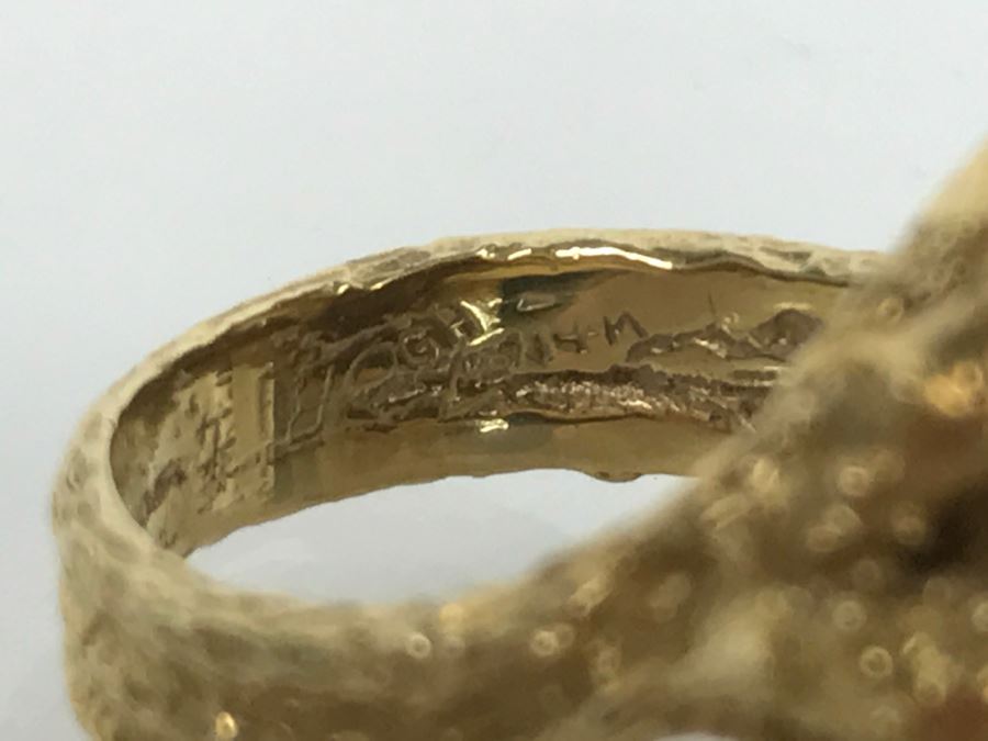 JUST ADDED - Stunning Chunky 14K Yellow Gold Seed Pearl Ring 18.3g FMV $900 [Photo 16]