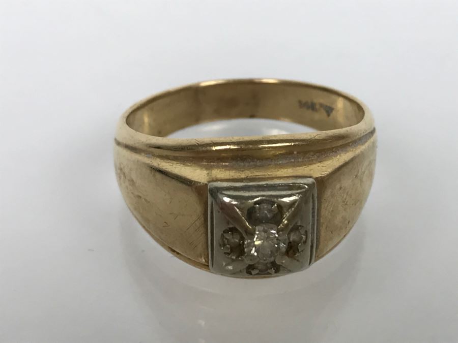 JUST ADDED - 14K Yellow Gold Diamond Ring 7g .17CT Dia Si-1 H-I FMV $250 [Photo 9]