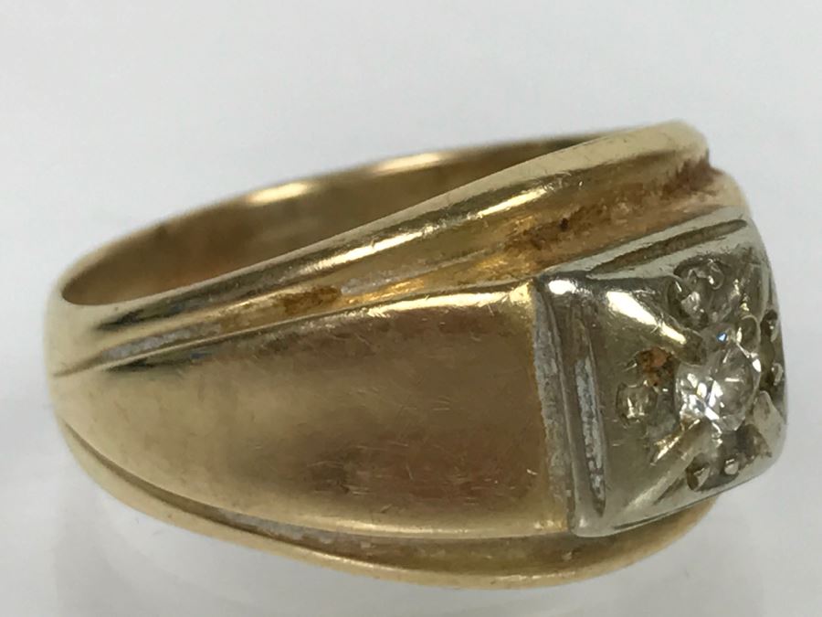 JUST ADDED - 14K Yellow Gold Diamond Ring 7g .17CT Dia Si-1 H-I FMV $250 [Photo 4]