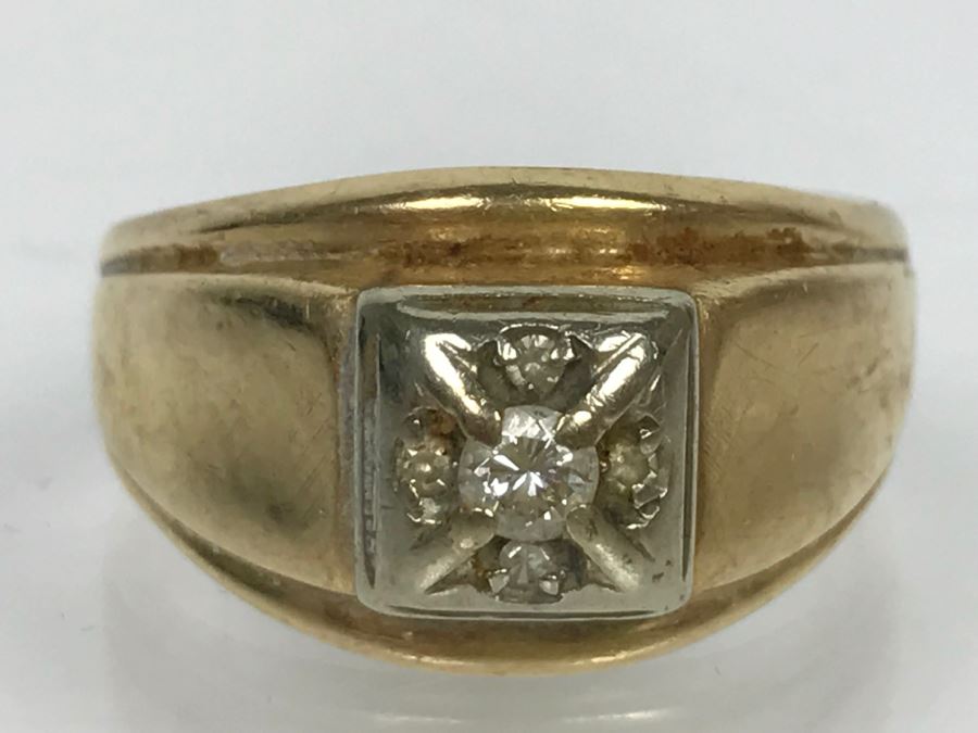 JUST ADDED - 14K Yellow Gold Diamond Ring 7g .17CT Dia Si-1 H-I FMV $250 [Photo 1]