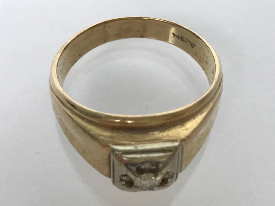 JUST ADDED - 14K Yellow Gold Diamond Ring 7g .17CT Dia Si-1 H-I FMV $250 [Photo 8]