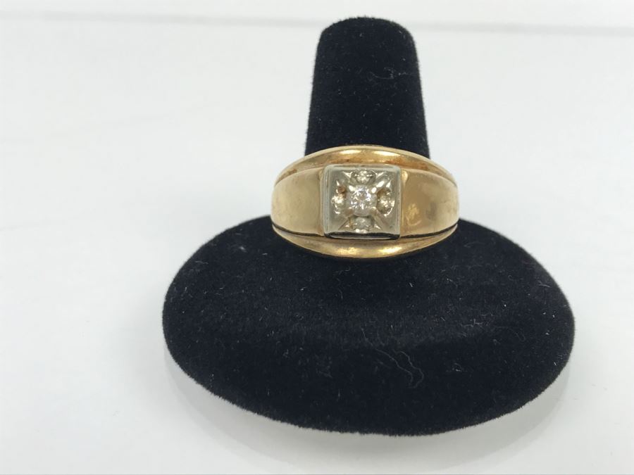 JUST ADDED - 14K Yellow Gold Diamond Ring 7g .17CT Dia Si-1 H-I FMV $250 [Photo 2]