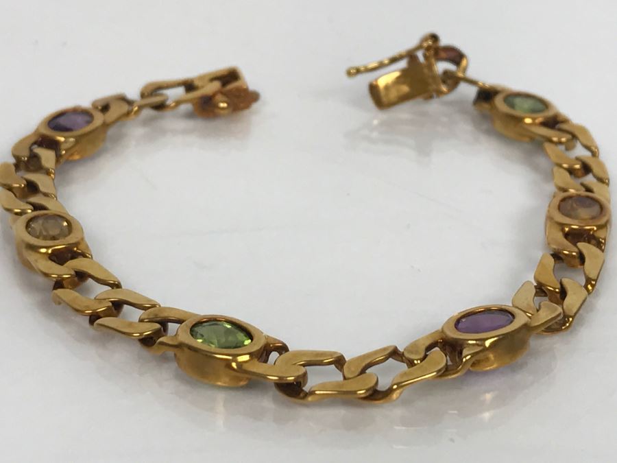 JUST ADDED - 14K Yellow Gold Bracelet With Amethyst And Peridot 13.9g FMV $695 [Photo 5]