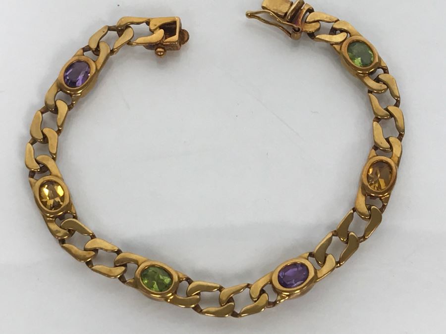 JUST ADDED - 14K Yellow Gold Bracelet With Amethyst And Peridot 13.9g FMV $695 [Photo 7]
